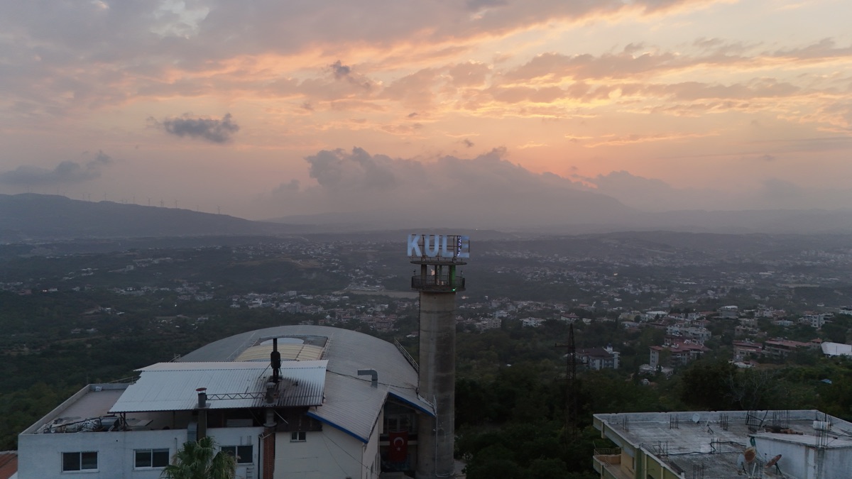 Kule Restaurant and Harbiye view at sunset