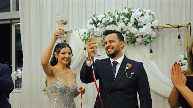 Bride and groom celebrating at Kule Restaurant